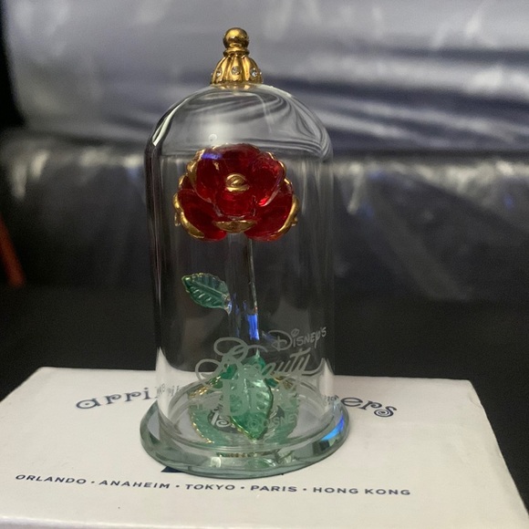 Disney Other Disneys Beauty And The Beast Glass Rose Crystal